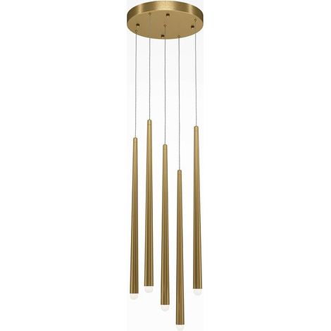 Suspension design dorée LED - 5 tiges verticales AURORA (1/2)
