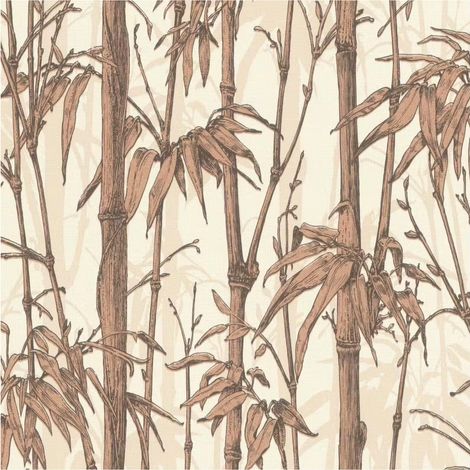 Brown Bamboo Wallpaper Sepia Textured Vinyl Paste the Wall Botanical Design