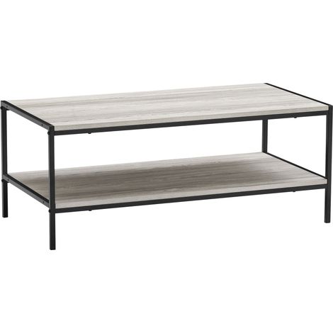 Brooklyn Coffee Table Sofa Side End Shelf Display Unit Living Room Furniture, Grey (1/5)