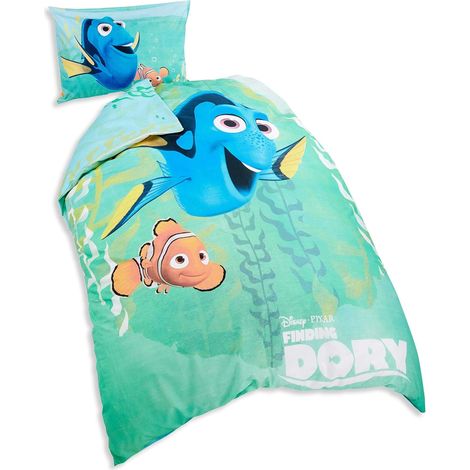 HERDING DISNEY LE MONDE DE DORY PARURE DE LIT RÉVERSIBLE, HOUSSE DE COUETTE 160 X 210 CM, TAIE D'OREILLER 50 X 70 CM, COTON/RENF