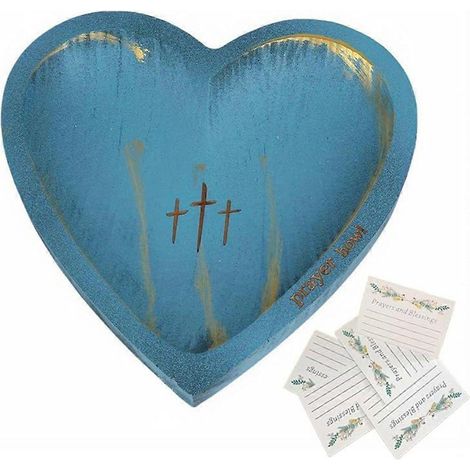 Bol à prières en bois avec cartes de prière et décor en forme de cœur (1/5)