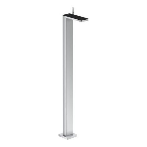 mitigeur de lavabo encastré au sol, bonde push-open chromée/verre noir