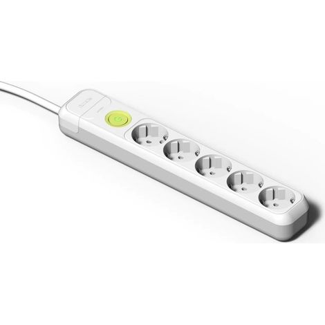 Enchufe Múltiple 5 Tomas TT Blanca Famatel 2625 c/Int + 1,5m