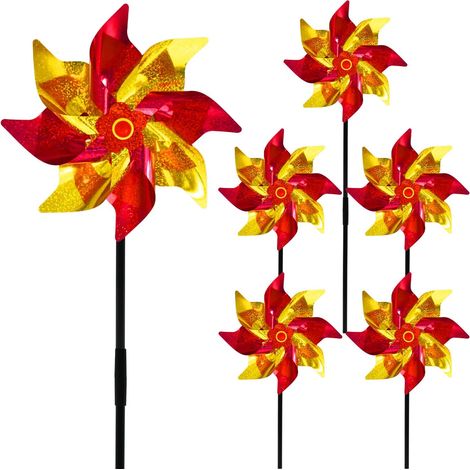 Molinos de viento reflectantes, utilizados para decoraciones repelentes de insectos y pájaros. (1/5)