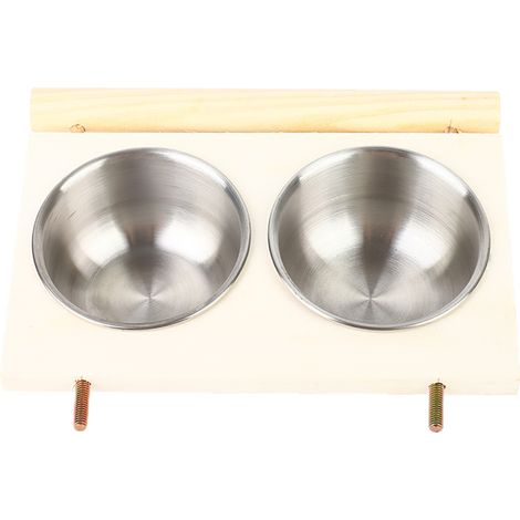 Gamelle double en acier inoxydable pour perroquet, accessoire pour cage, avec support. (1/5)