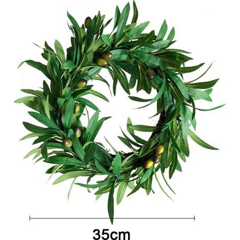 Décoration de Guirlande de Feuilles Vertes de 2 Pièces, Feuille D'olivier de Rotin de Simulation pour Le Décor à la Maison de Verdure de Vacances de Mariage (200303QY12-2) (1/5)