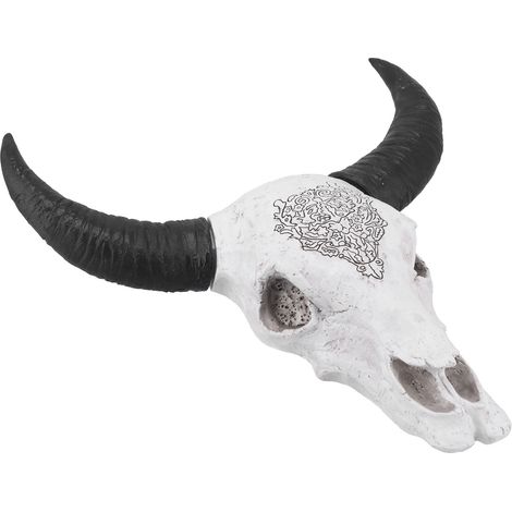 Tête de taureau en résine, décoration murale, sculpture d'animal à longues cornes, ornement pour la maison (1/5)