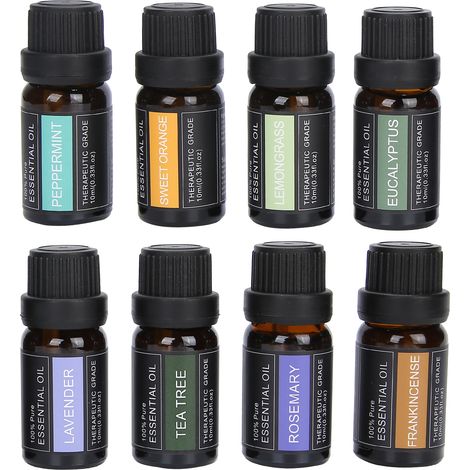8 pièces d'huiles essentielles pures naturelles pour diffuseur, lot d'aromathérapie parfumé pour massage (1/5)