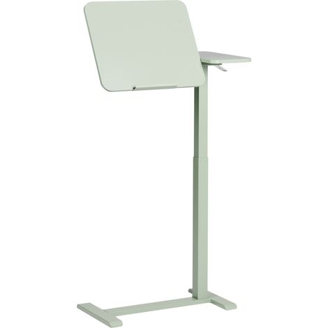Escritorio de altura regulable manual para ordenador portátil oficina moderna 70 x 40 cm soporte de acero verde claro Schola