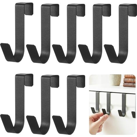 Lot de 8 Crochet, Acier au carbone, Sans perçage, Design en J, Pour armoire et tiroir (1/5)