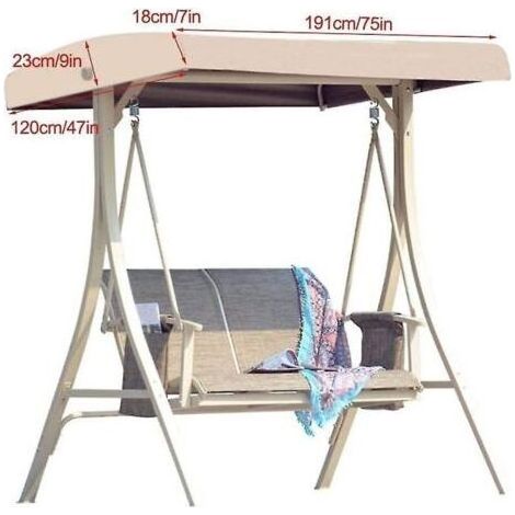 Balancelle de jardin universelle noire 2-3 places avec toit - 191 x 120 cm (1/5)
