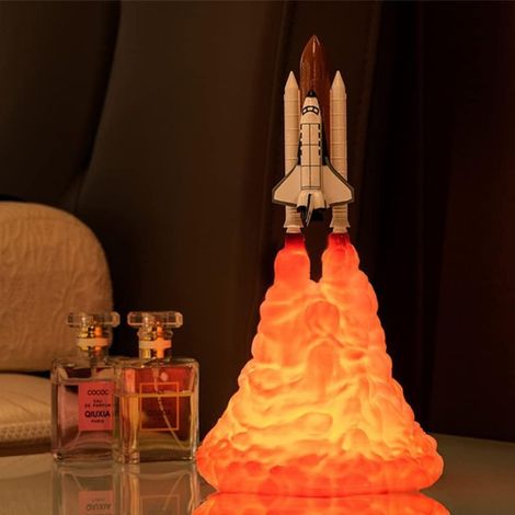 3D-gedruckte Raketenlampe, Raumschiff-Nachtlicht, USB-wiederaufladbare Mondlampe für Raketenfans, Geburtstagsgeschenk für Jungen, Wohndekoration