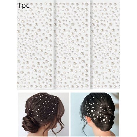 10 3D-Aufkleber mit Kunstperlen und Strasssteinen, Klebeaufkleber, Strassdekorationen, Haarsticker mit Kunstperlen, DIY-Deko-Accessoires für Hochzeiten, Abschlussbälle und Partys (1/5)