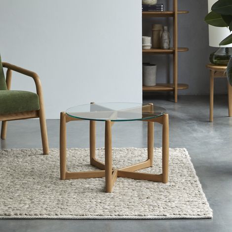 Table basse en bois de chêne massif 64x64 Nori (1/4)
