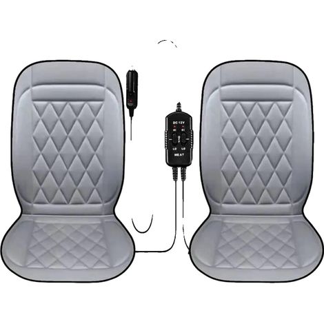 Coussin de siège chauffant, chauffage rapide, réglages de température ajustables, 2PCS Gris (1/2)