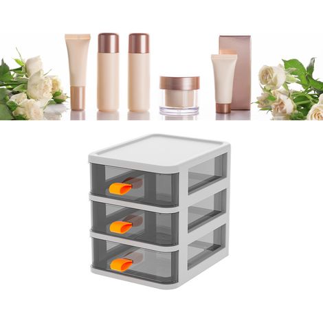 Boîte de rangement bureau avec compartiments 3 niveaux transparente ergonomique bureau organiseur blanc plastique 13.4x17x17cm (x1) (1/5)