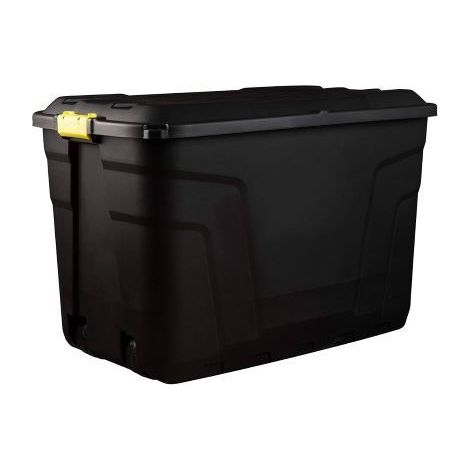 Coffre de rangement robuste en plastique de 190 L avec roulettes et couvercle verrouillable (1/5)