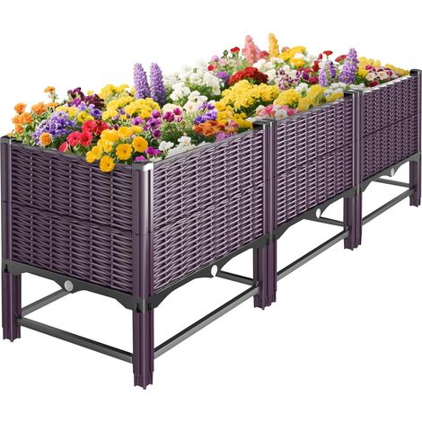 Jardinière surélevée avec barres de renfort, jardinière surélevée pour jardin, balcon, terrasse - 120 x 40 x 50 cm - Violet (1/5)