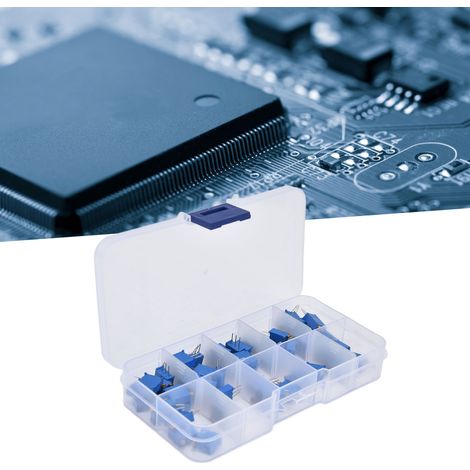 Lot de 50 potentiomètres réglables 3296W (10 types de composants) avec boîte (0-315V) (100Ω-100KΩ) (1/5)