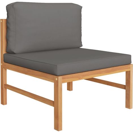 Maison Exclusive - Salon de jardin 3 pcs avec coussins gris foncé Bois de teck (1/5)