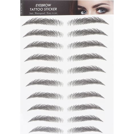 Sourcils autocollants transfert longue durée femme, tatouage temporaire noir-02, portable, usage domestique, pack de 2 (1/5)