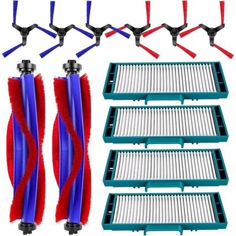 Lot de 12 pièces de rechange pour aspirateur Dyson Spot+ Scrub AI Wet and Dry, kit d'accessoires avec 2 brosses en caoutchouc, 4 filtres HEPA, 6 brosses latérales (1/5)