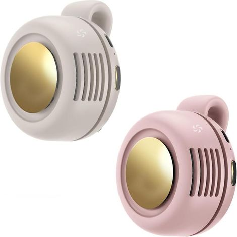 Due ventilatori portatili a clip, ricaricabili tramite USB, mini ventilatori senza pale, rotazione a 360°, 3 velocità del vento, raffreddamento silenzioso, adatti per viaggi e ufficio. (1/5)