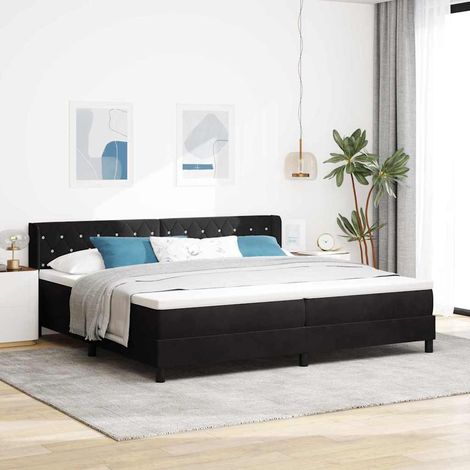 Cama tipo Box Spring con cabecera Negro 200 x 200 cm Terciopelo (1/5)