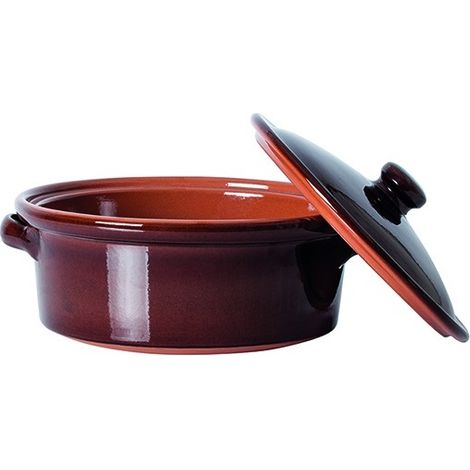 Casseruola in terracotta bicolore con coperchio 25 x 10.5 cm (1/2)