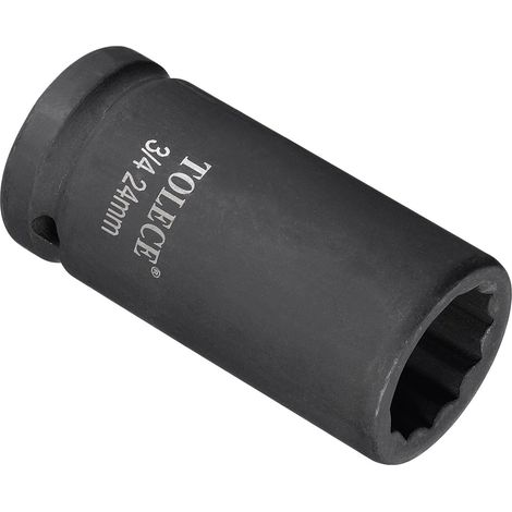 Douille à Choc Profonde, 24 mm, Entraînement 3/4 Pouce, Longueur de 78 mm, en Acier CR-MO à 12 Pans - (Applications : pour la Réparation, la Fabrication et le Bricolage) (1/5)