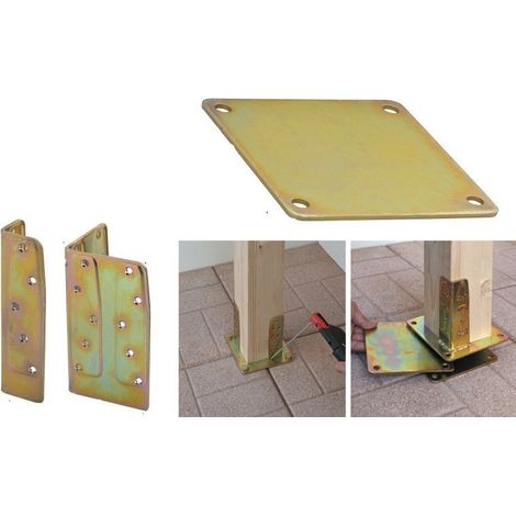 Piastra ancoraggio per pilastri legno pz.4 mm.185x150 spessore mm.4 - Salone
