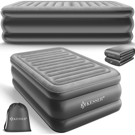 KESSER® Colchón Hinchable Cama de aire con bomba eléctrica integrada colchón inflable elevado integrado para los huéspedes durante la noche con la bolsa de almacenamiento  Individual / Gris / Antracit