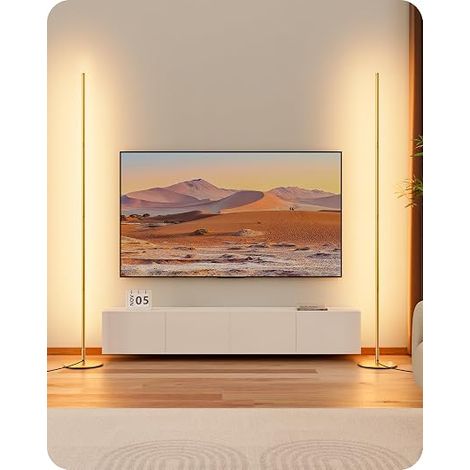 Set of 2 Floor Lamps, Dimmable, Height, Gold (1/5)