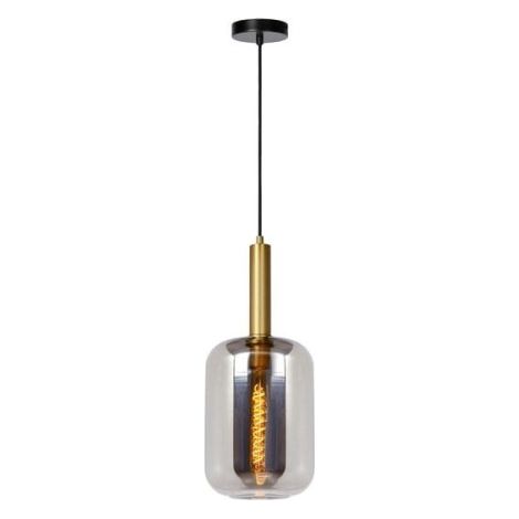 Lampada a sospensione Joanet vetro fumé ottone E27 Lucide