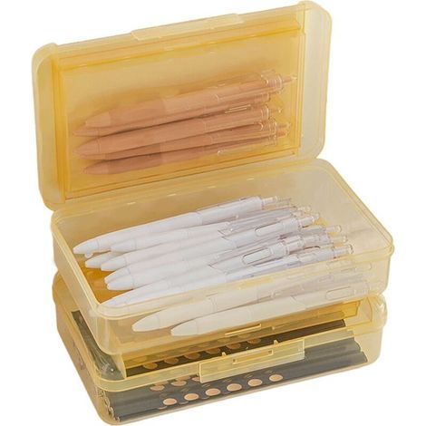 Transparent étui à crayons en Plastique avec une fermeture à boutons, de grande Capacité, double Malstiftbox, multifonction, lieu de culte de l'Organiseur, empilable Pen pour les Étudiants de Bureau e
