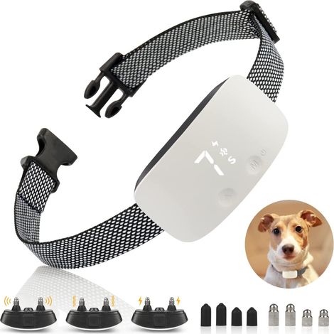 collier anti aboiement chien-Dispositif anti-aboiements, suppresseur d'aboiements pour chiens, dresseur de chiens par stimulation électrique et vibration tactile (1/5)