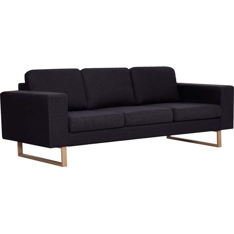 Divano a 3 Posti Sofa in Tessuto Nero (1/5)