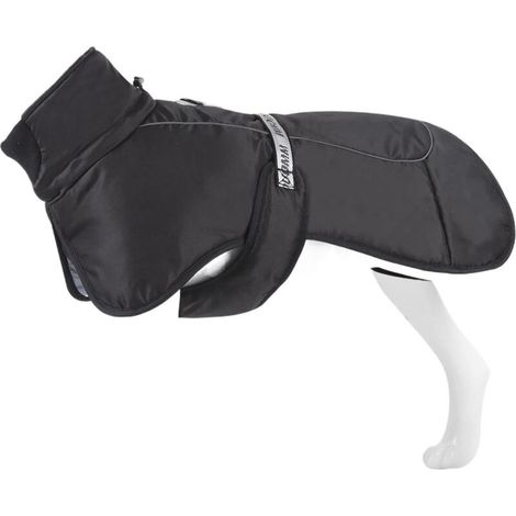 Abbigliamento per cani: giacca invernale calda e riflettente, in cotone imbottito, antivento e impermeabile, nera, taglia 6XL. (1/4)