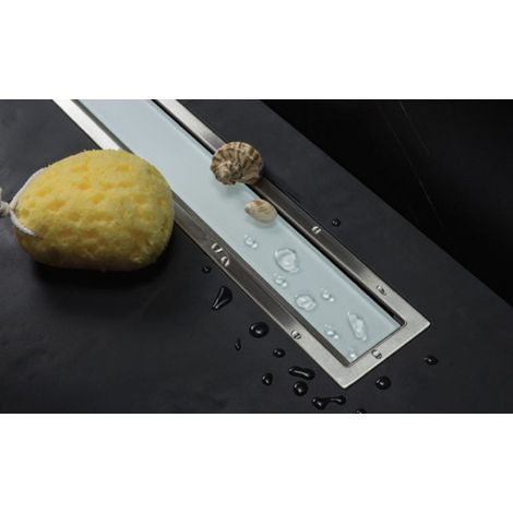 Caniveau de douche CONFLUO PREMIUM LINE en verre blanc-30x12 cm-12 -- (1/5)