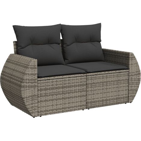 Maison Exclusive - Canapé de jardin 2 places avec coussins gris résine tressée
