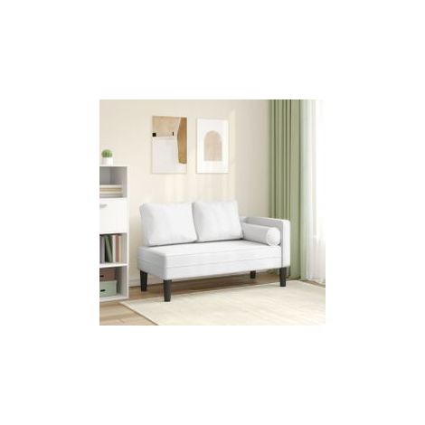 Chaise longue avec coussins blanc similicuir (1/5)