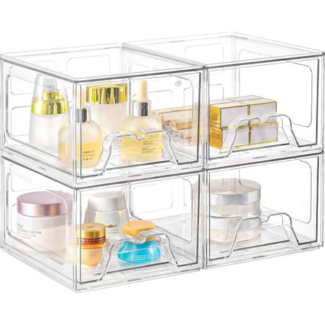 Lot de 4 Organisateur Maquillage acrylique,Organisateur Tiroir empilable (1/5)