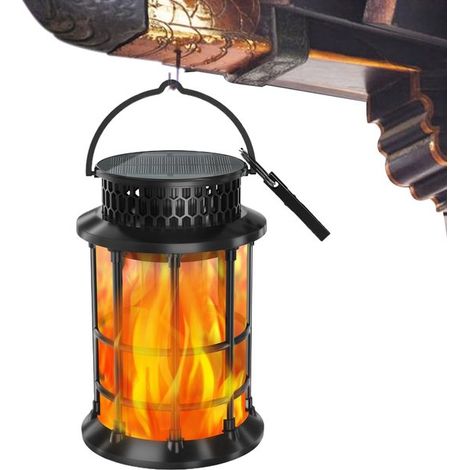 Iluminación solar para exteriores, Iluminación solar para patios, Iluminación ambiental para jardines, Efecto de llama realista, 13 x 13 x 19 cm (1/5)