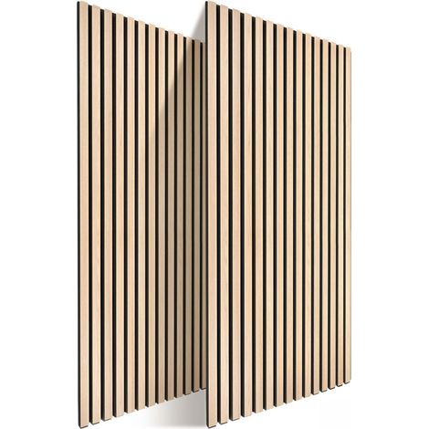 Relaxdays Akustikpaneele, 2er Set, 120 x 60 cm, Schalldämmung & Wandverkleidung, Eiche Furnier, Wandpaneele, hellbraun