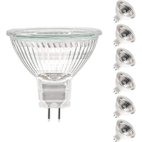 Ampoule Halogène GU5.3,12V 50W , Ampoule MR16 Dimmable 2700K Blanc Chaud, Ampoule Halogene 2 Broches pour Plafonnier, Pack de 6