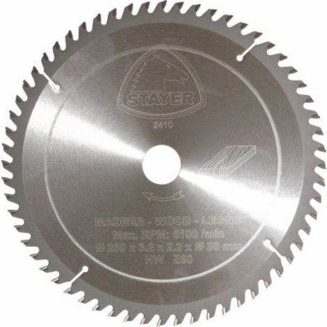 Disco corte mad 60 dientes 250x3,2x30 mm widia stayer