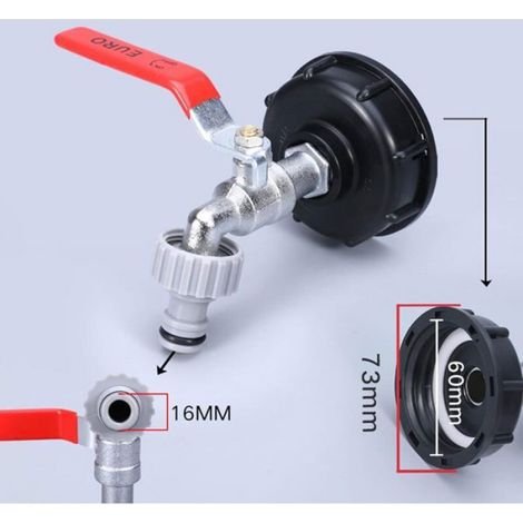 Robinet Pour Cuve IBC - Adaptateur Plastique 1/2 Pouces - Raccord S60X6 - Alliage Résistant Acide Alcali - Pour Récupérateur Eau De Pluie - 1 Pièce (1/4)