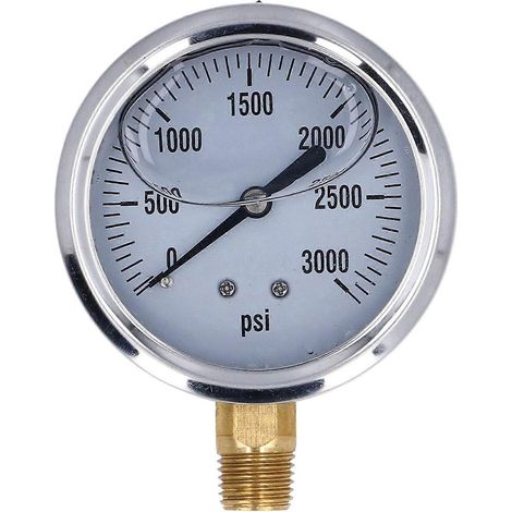 Flüssigkeitsgefülltes Manometer, 1/4-Zoll-NPT-Gewinde, 2,5-Zoll-Zifferblatt, Edelstahl-Druckmesser für Druckluft