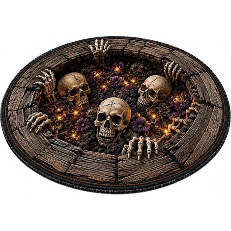 Tapis de sol rond Halloween, velours cristal, doux et lavable, cosplay, salon/chambre, commande personnalisée - Style 15 (1/5)