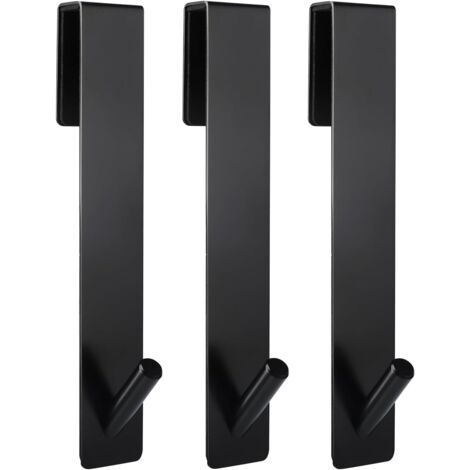 QORVA-Crochets de porte allongés (18cm) pour porte de douche en verre sans cadre, crochets porte-serviettes, lot de 3,Noir (1/5)